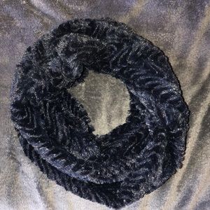 Fuzzy black circle scarf